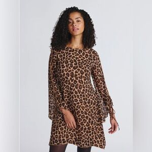 Time and Tru Brown Leopard Long Sleeve Dress